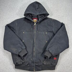 Tough Duck Jacket Men's 2XL Black Quilted Lined Canvas Hooded Workwear Canada